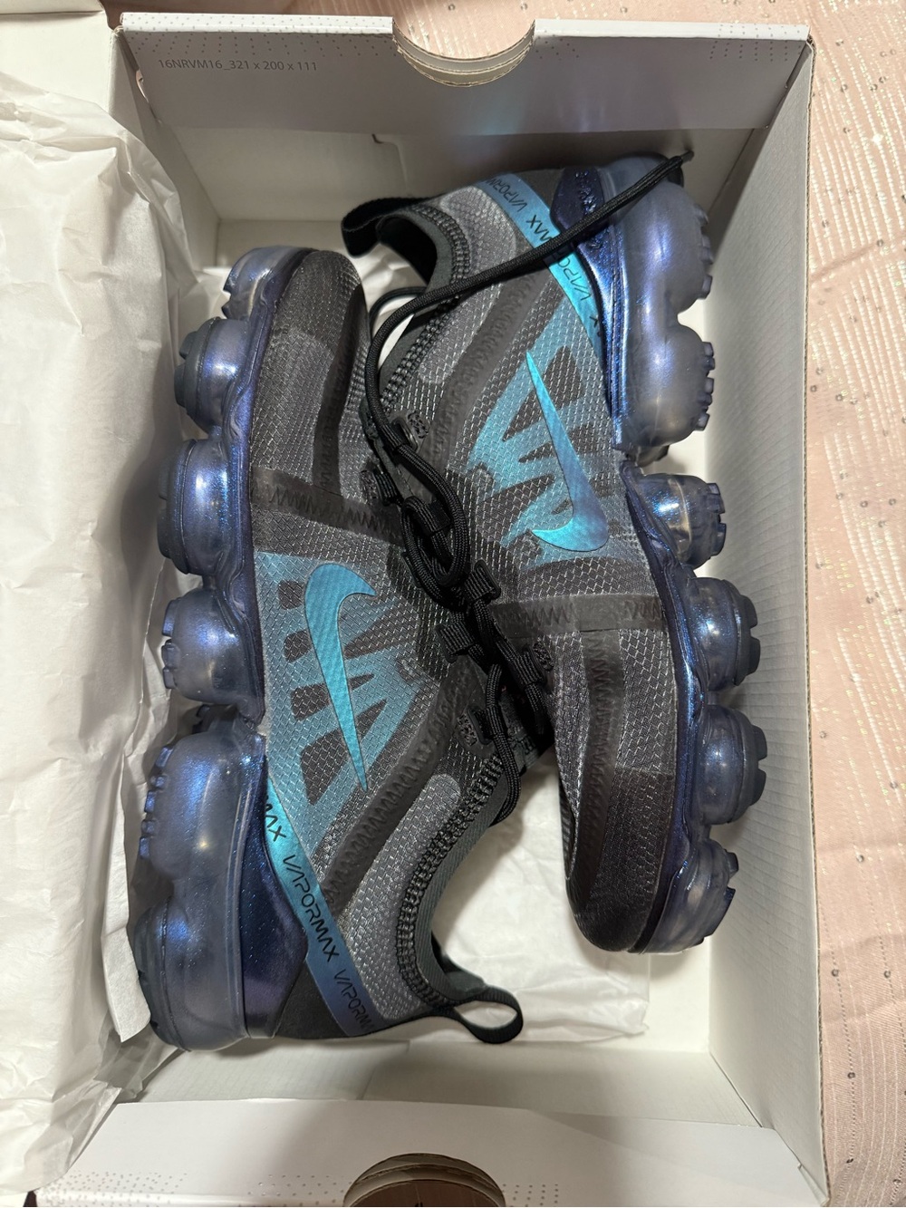 Nike White and Black Air VaporMax 2019 Box